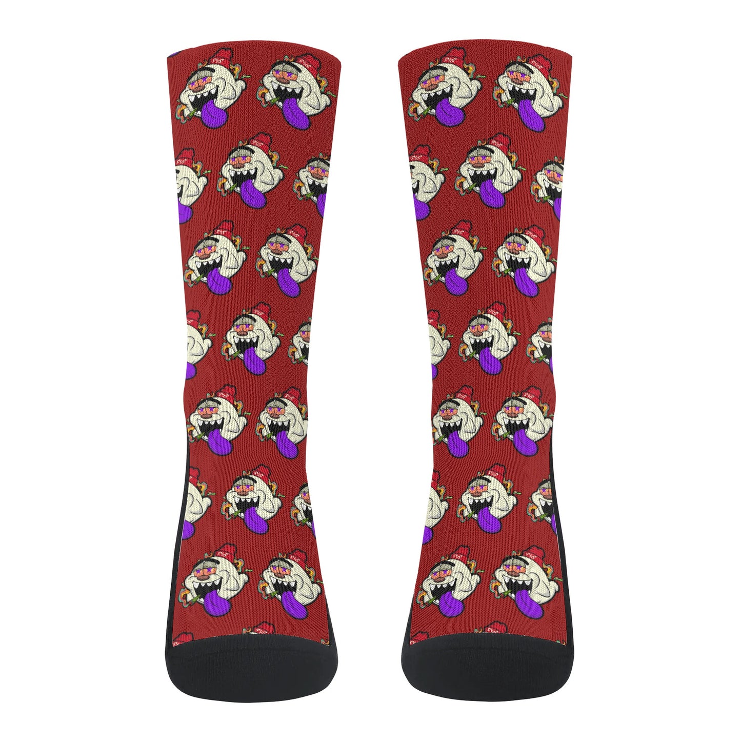 G.S.G Ghost Star Ghouls Maroon Crew Socks *Free Bag Included