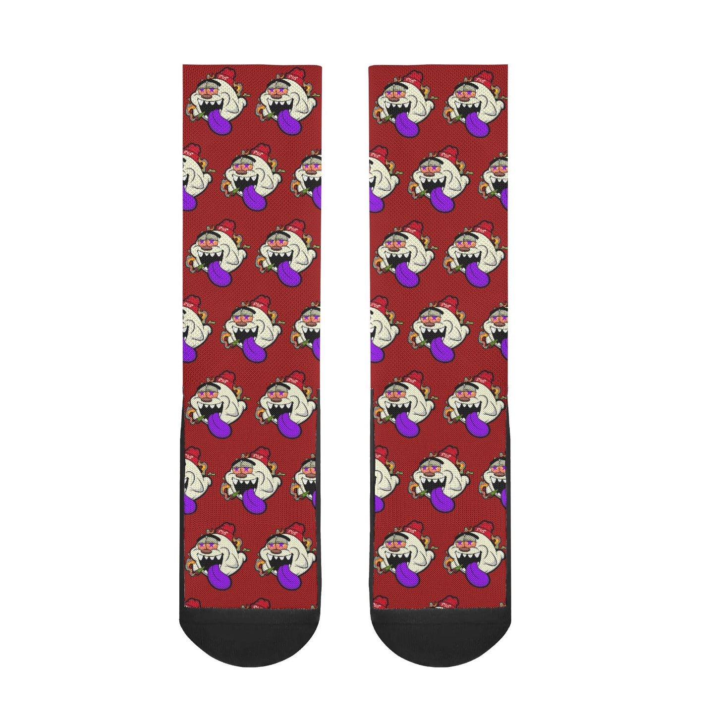 G.S.G Ghost Star Ghouls Maroon Crew Socks *Free Bag Included