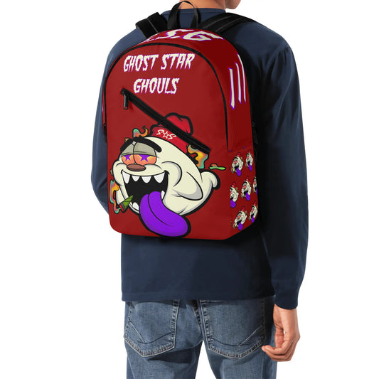 G.S.G Ghost Star Ghouls Mans Maroon Laptop Backpack *Free Key Ring*