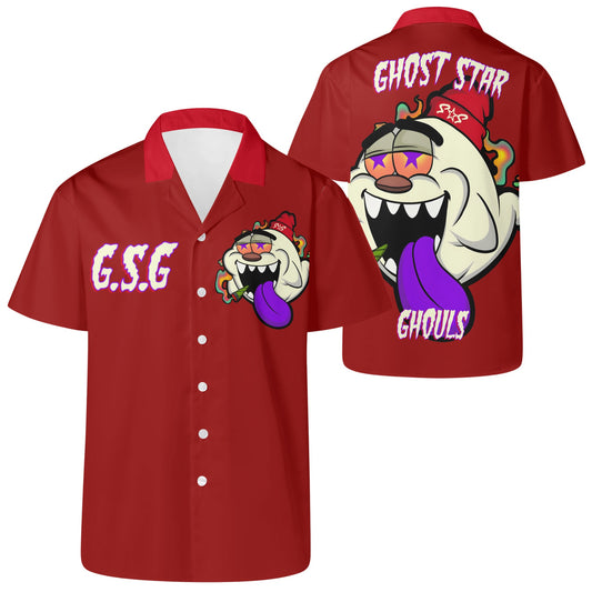 G.S.G Ghost Star Ghouls Mens Maroon Hawaiian Shirt