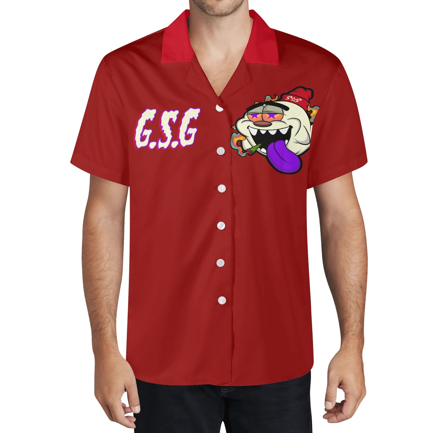 G.S.G Ghost Star Ghouls Mens Maroon Hawaiian Shirt