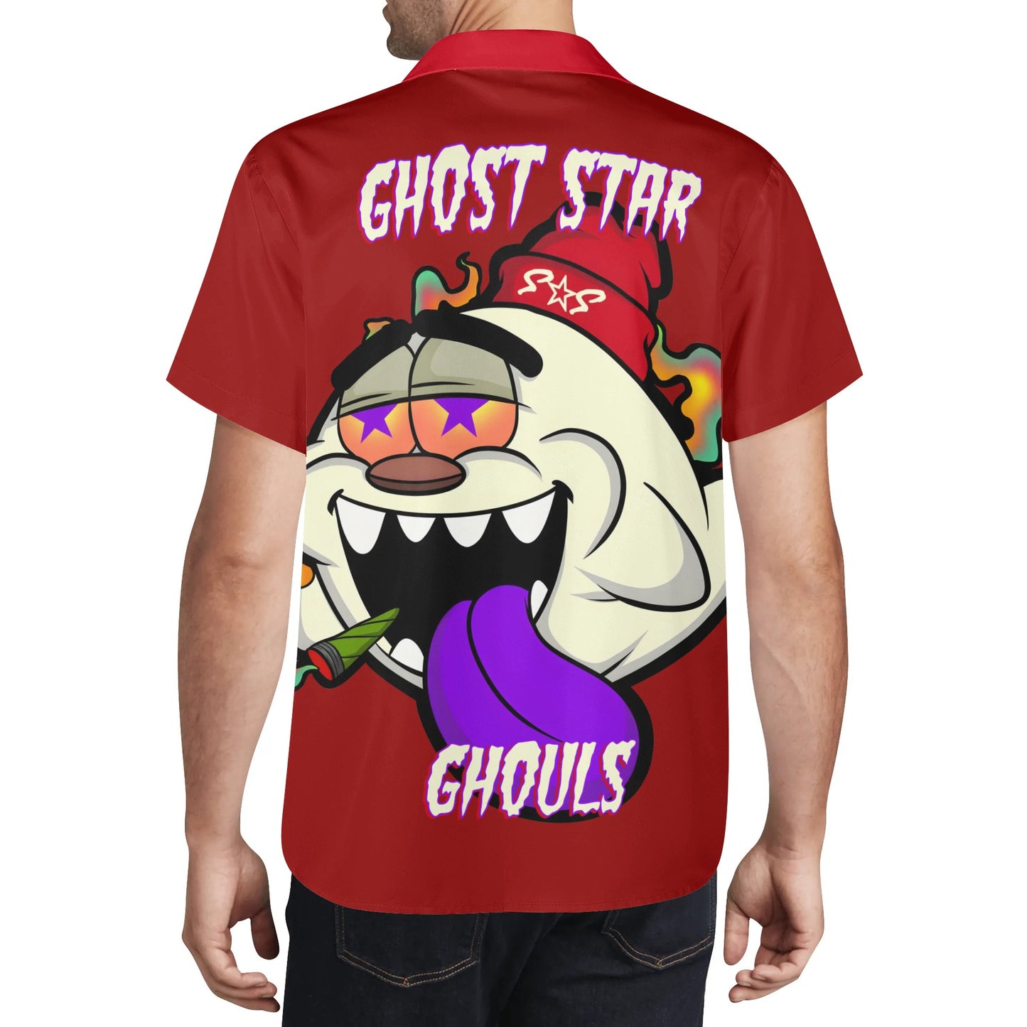 G.S.G Ghost Star Ghouls Mens Maroon Hawaiian Shirt