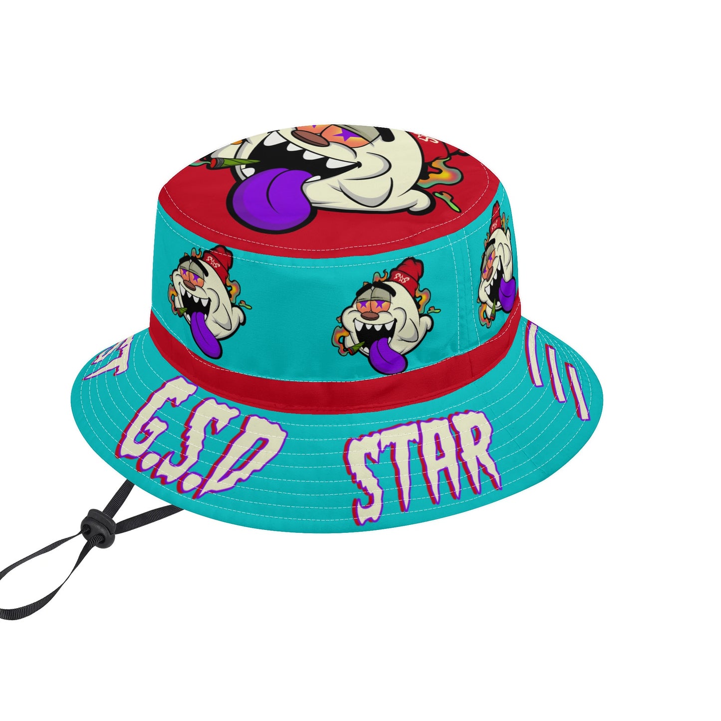 G.S.G Ghost Star Ghouls Turquoise/Maroon Bucket Hats with Adjustable String