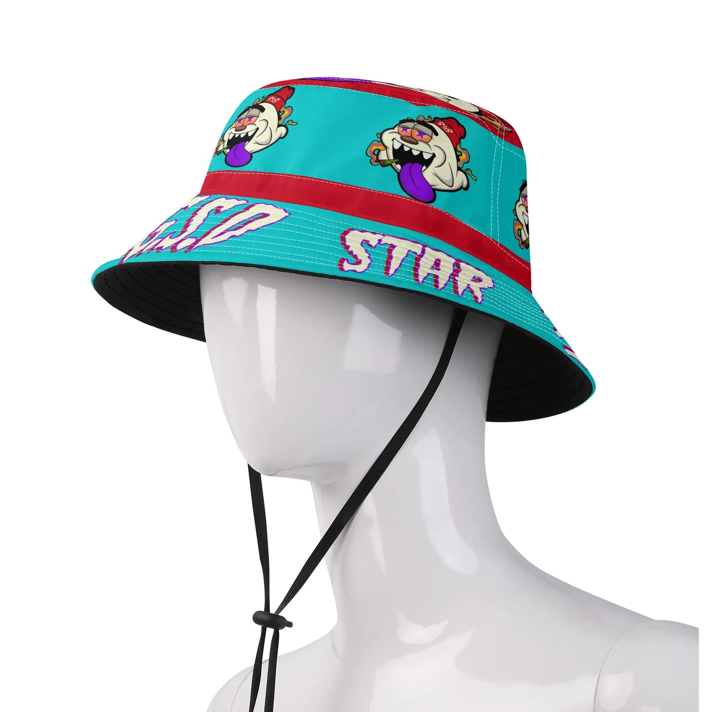 G.S.G Ghost Star Ghouls Turquoise/Maroon Bucket Hats with Adjustable String