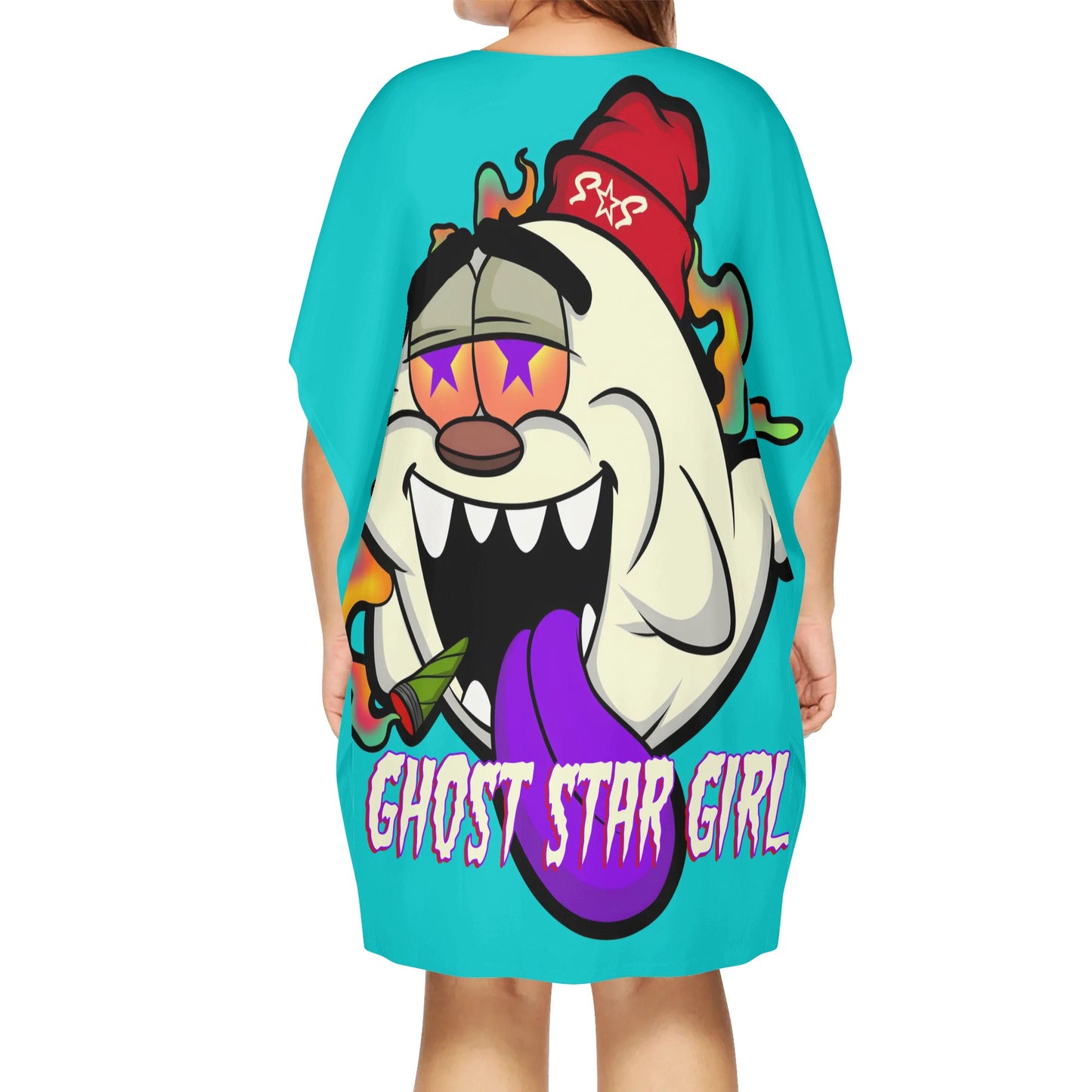 G.S.G Ghost Star Girl Turquoise Womens Daily Star Size Loose Dress