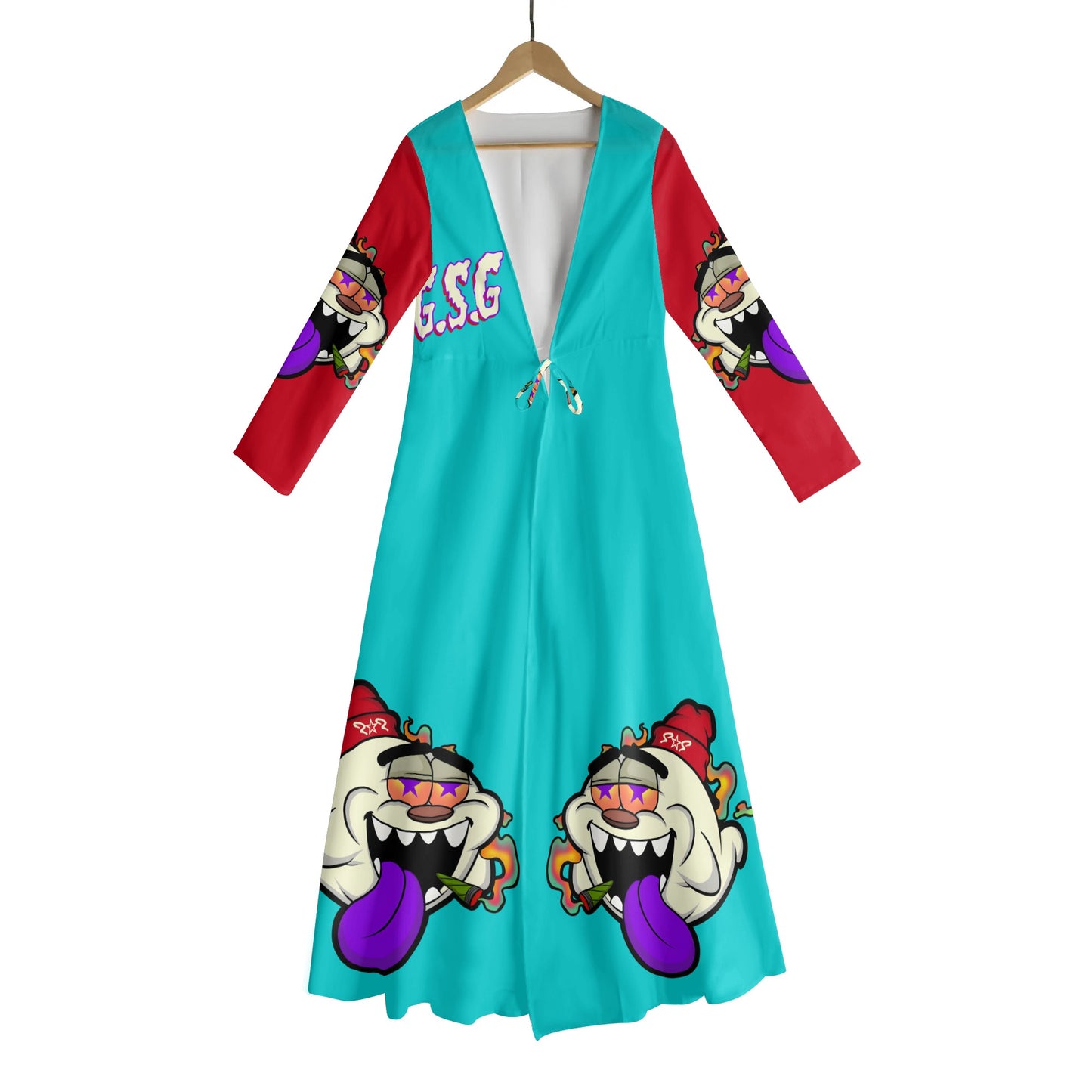 G.S.G Ghost Star Girl Womens Turquoise Tie-Up Beach Cover Up Dress