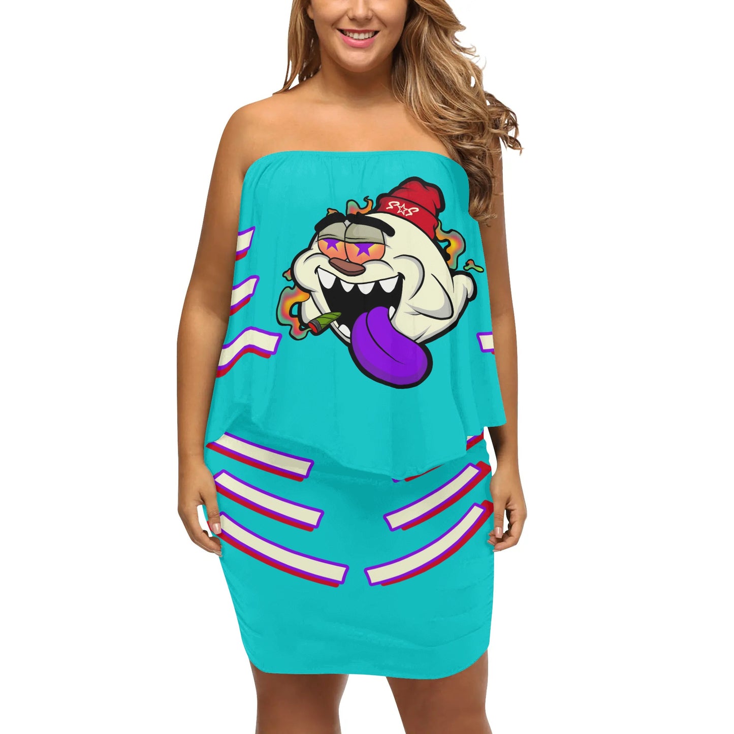 G.S.G Ghost Star Girl S.O.S Ghost Edition  Womens Turquoise Off The Shoulder Wrap Dress