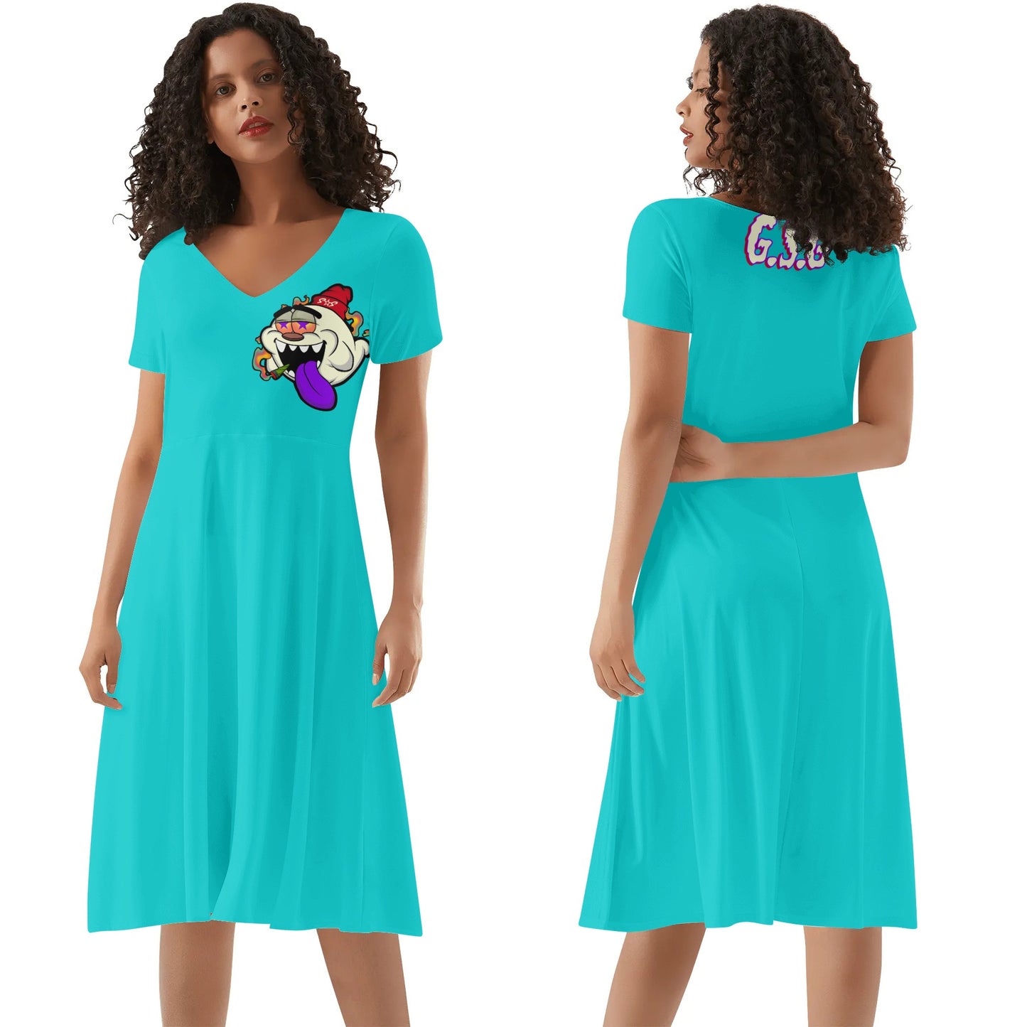 G.S.G Ghost Star Girl Womens Turquoise Ruffle Summer Dress