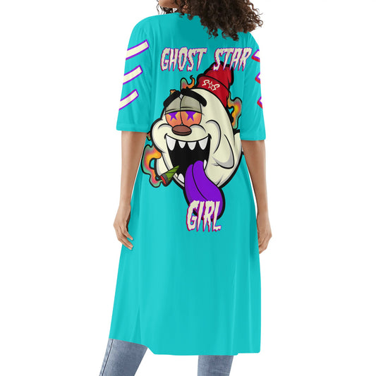 G.S.G Ghost Star Girl Womens Dark Turquoise Half Sleeve Kimono Cardigan