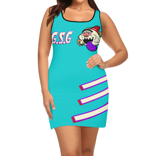 G.S.G Ghost Star Girl Womens Turquoise Elegant Sleeveless Vest Dress