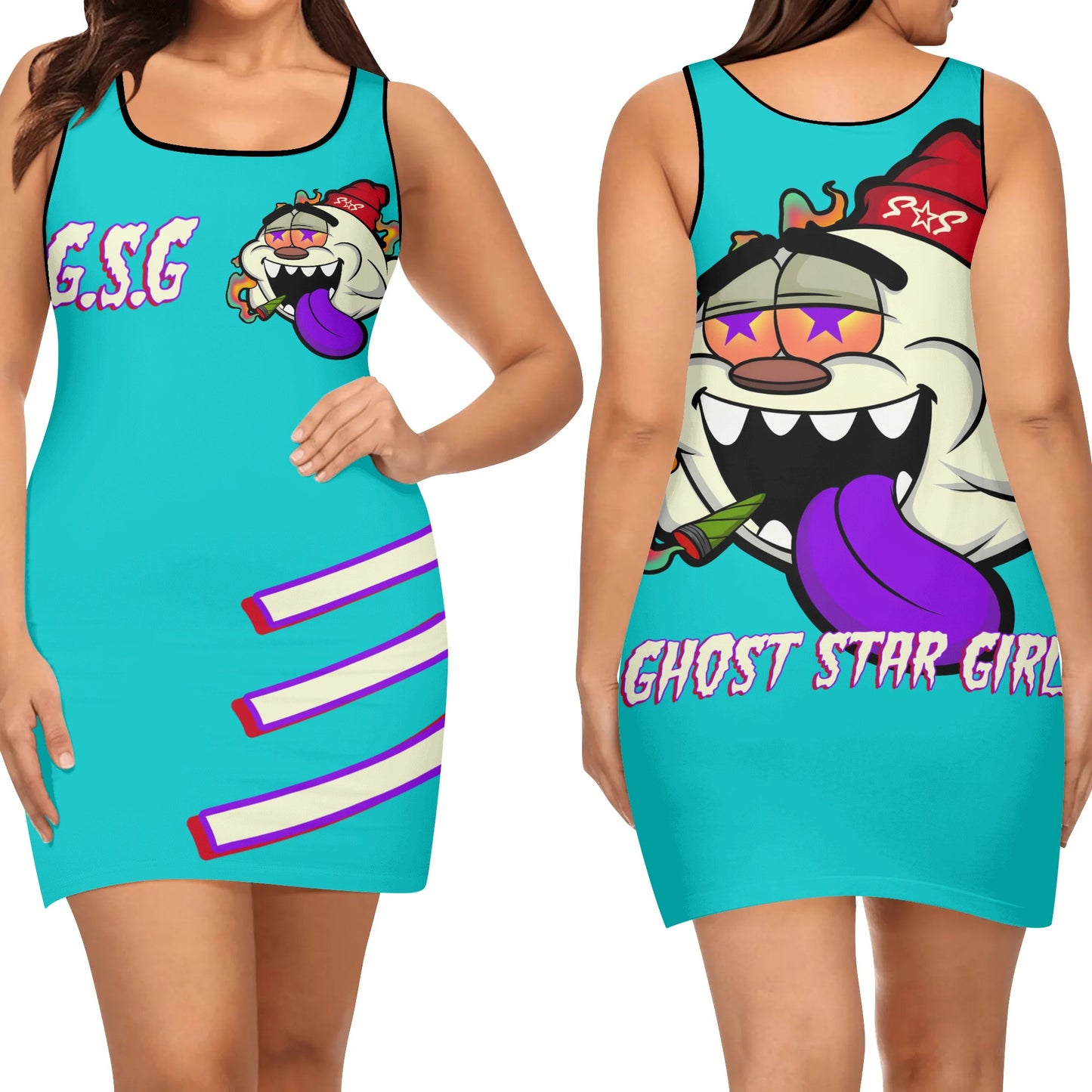 G.S.G Ghost Star Girl Womens Turquoise Elegant Sleeveless Vest Dress