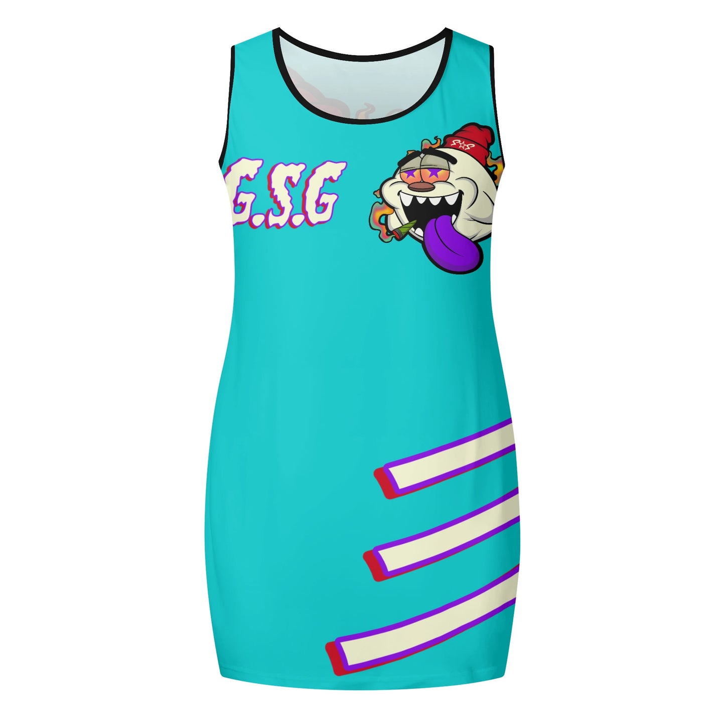 G.S.G Ghost Star Girl Womens Turquoise Elegant Sleeveless Vest Dress