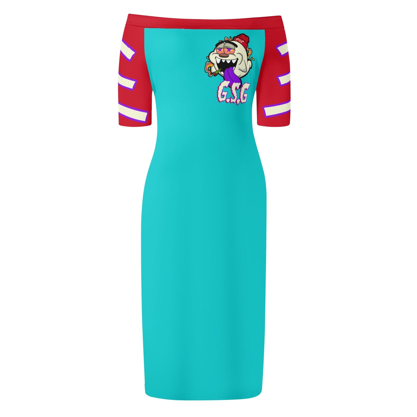 G.S.G Ghost Star Girl Womens Off The Shoulder Turquoise Short Sleeve Elegant Wrap Dress