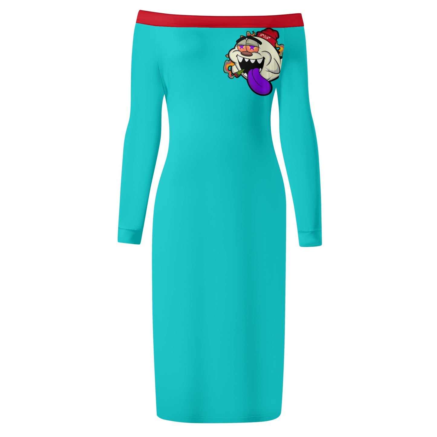 G.S.G Ghost Star Girl Womens Turquoise Off The Shoulder Long Sleeve Elegant Wrap Dress