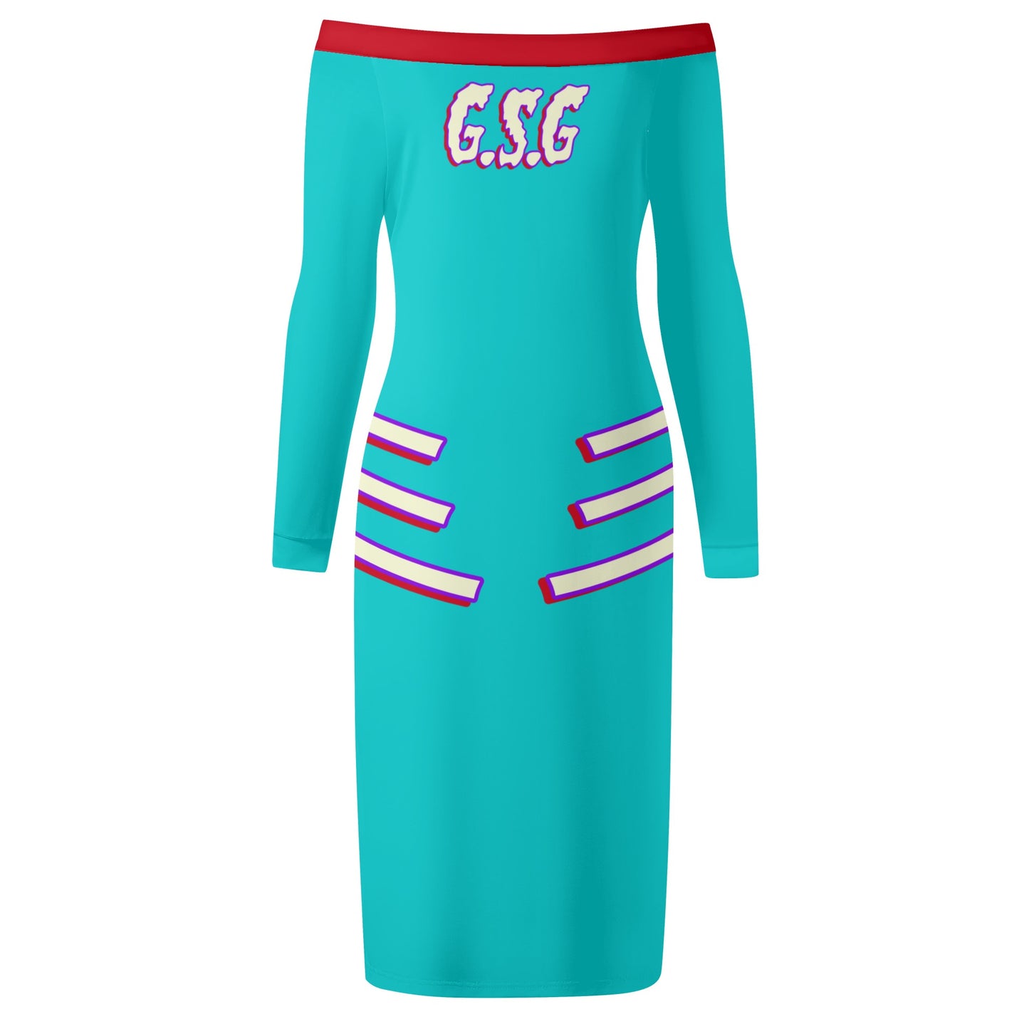 G.S.G Ghost Star Girl Womens Turquoise Off The Shoulder Long Sleeve Elegant Wrap Dress