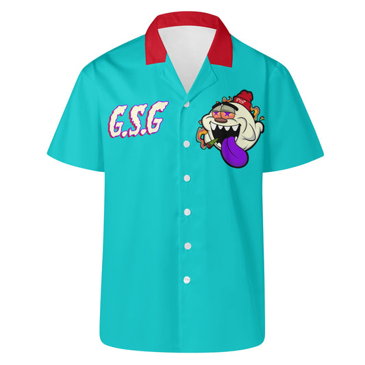 G.S.G Ghost Star Ghouls Mens Turquoise/Maroon Hawaiian Shirt