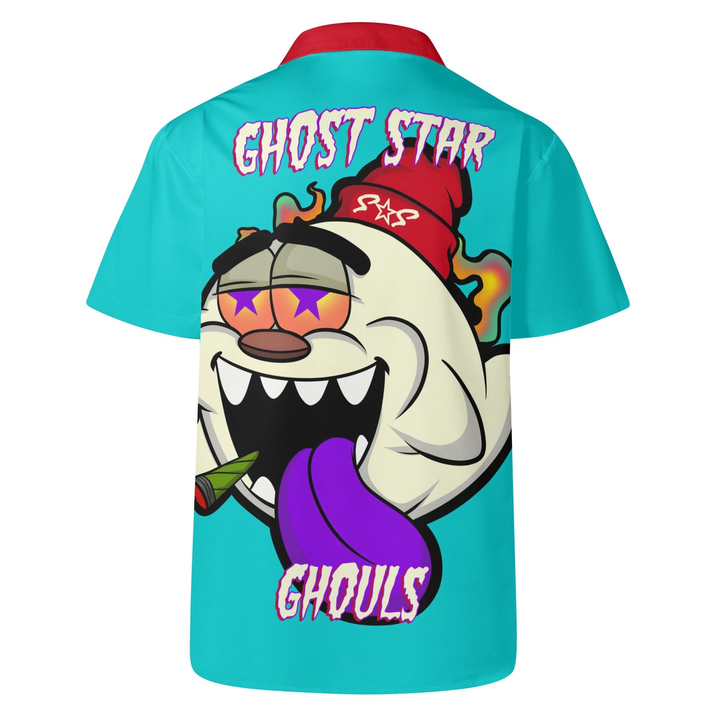 G.S.G Ghost Star Ghouls Mens Turquoise/Maroon Hawaiian Shirt