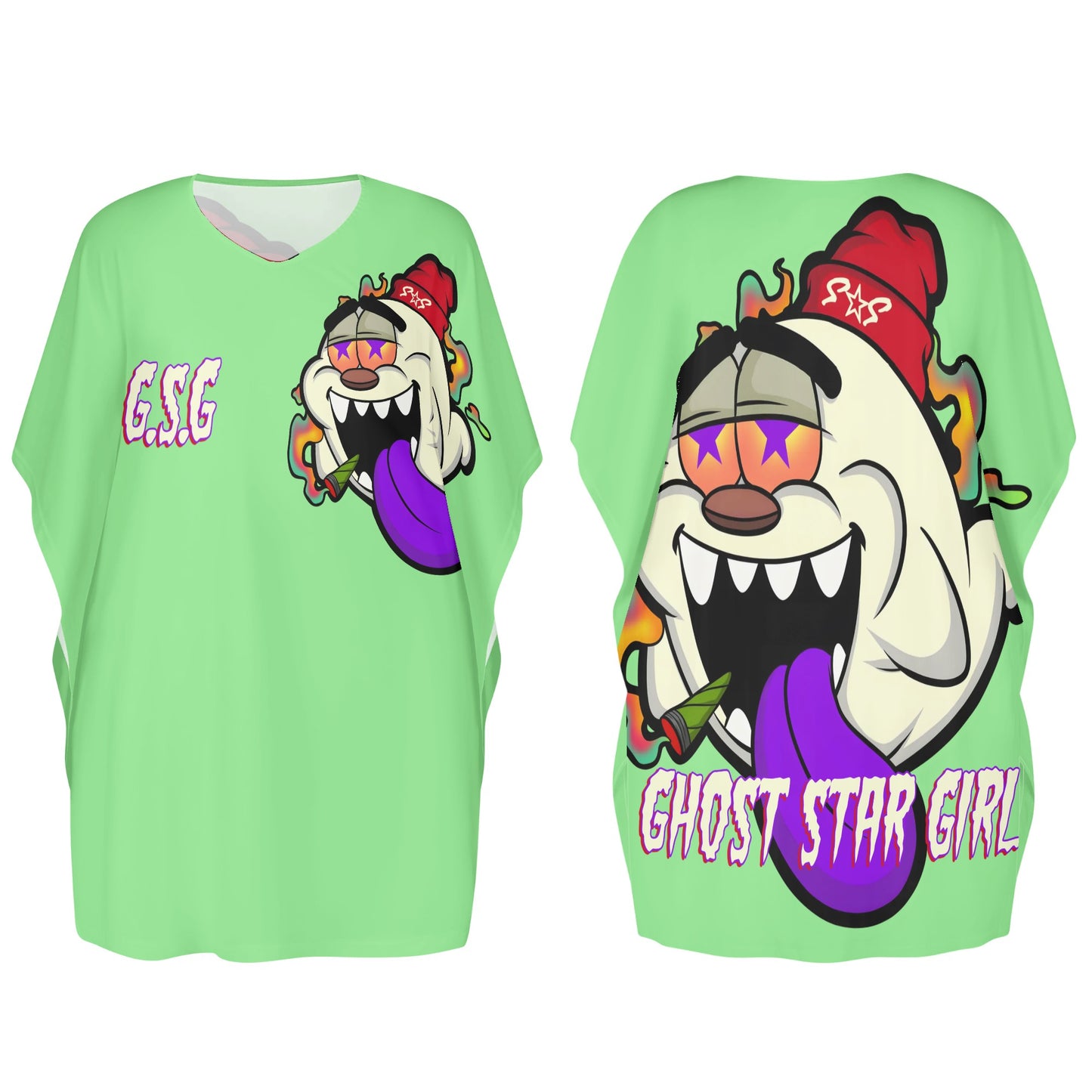 G.S.G Ghost Star Ghouls Mint Green Womens Daily Star Size Loose Dress