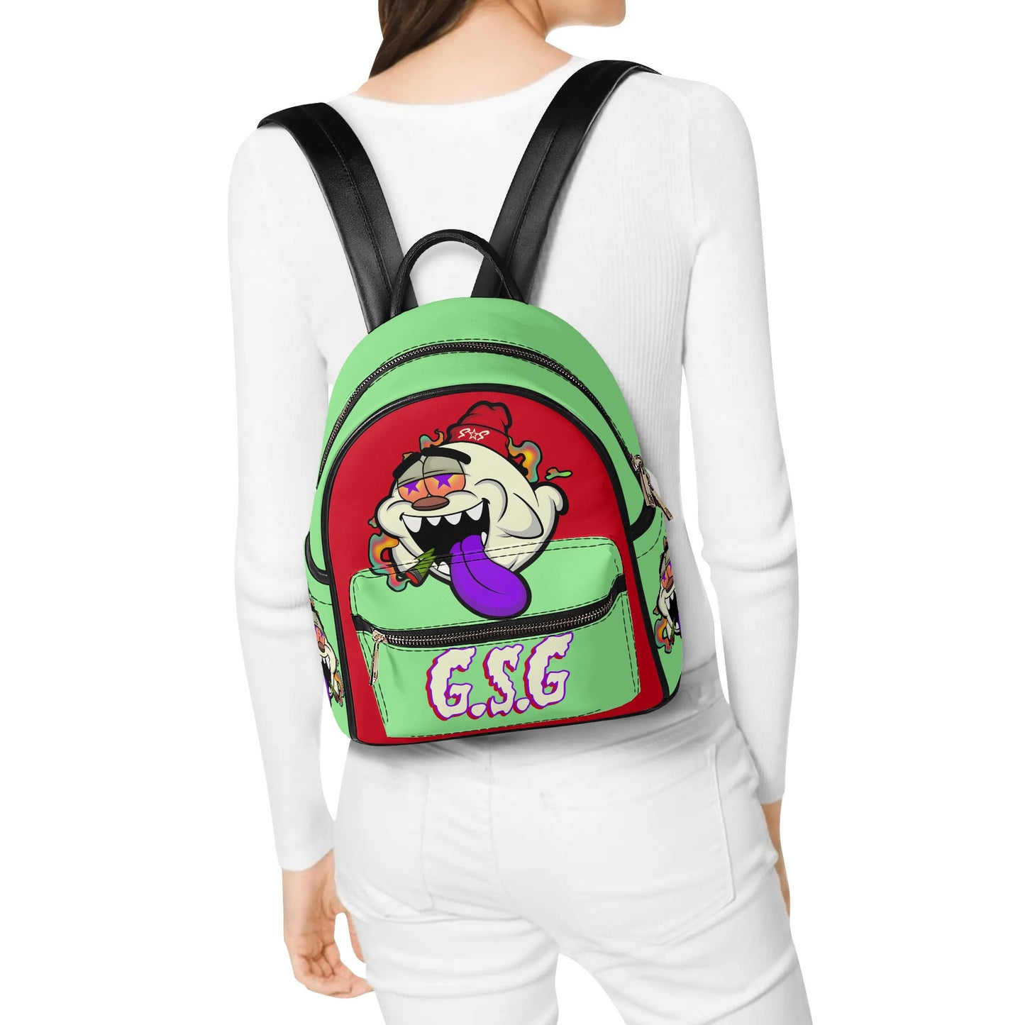 G.S.G Ghost Star Girl Mint Green/Maroon Backpack