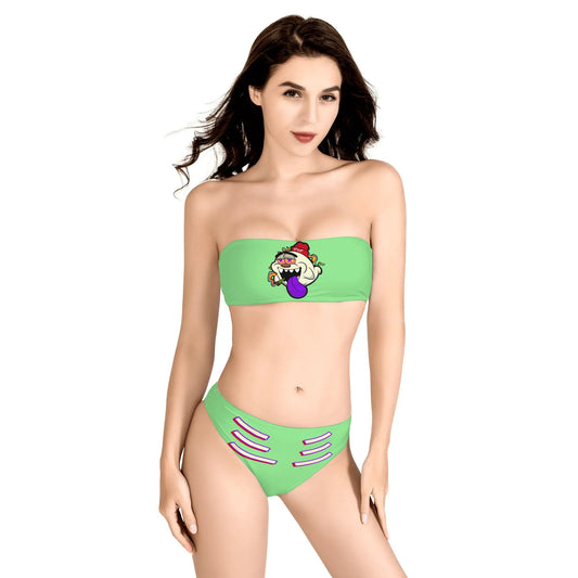 G.S.G Ghost Star Girl Womens Mint Green Two Piece Bandeau Strapless Bikinis Swimsuit