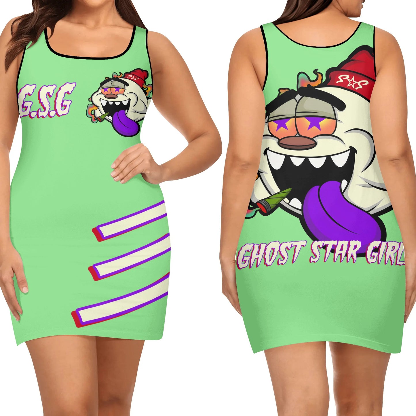 G.S.G Ghost Star Girl Womens Mint Green Elegant Sleeveless Vest Dress