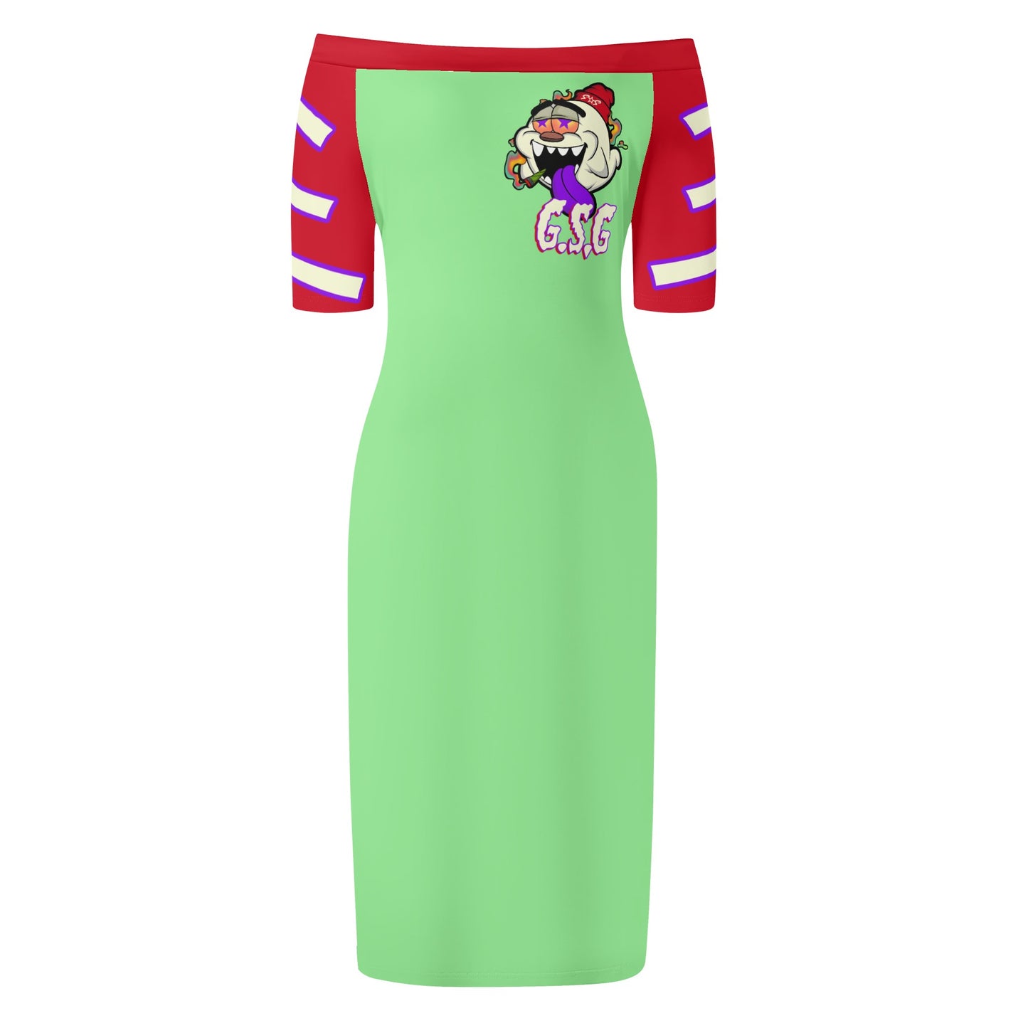 G.S.G Ghost Star Girl Womens Off The Shoulder Mint Green Short Sleeve Elegant Wrap Dress