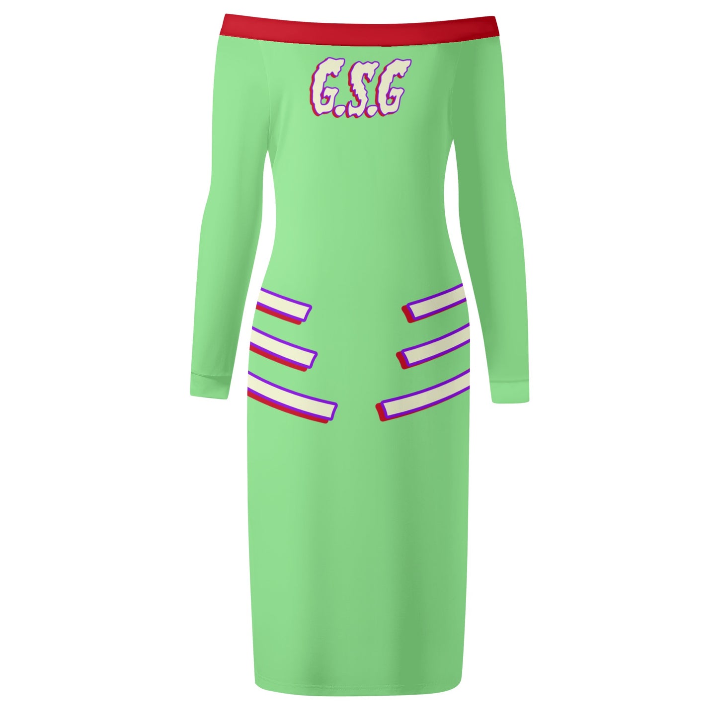 G.S.G Ghost Star Girl Womens Mint Green Off The Shoulder Long Sleeve Elegant Wrap Dress