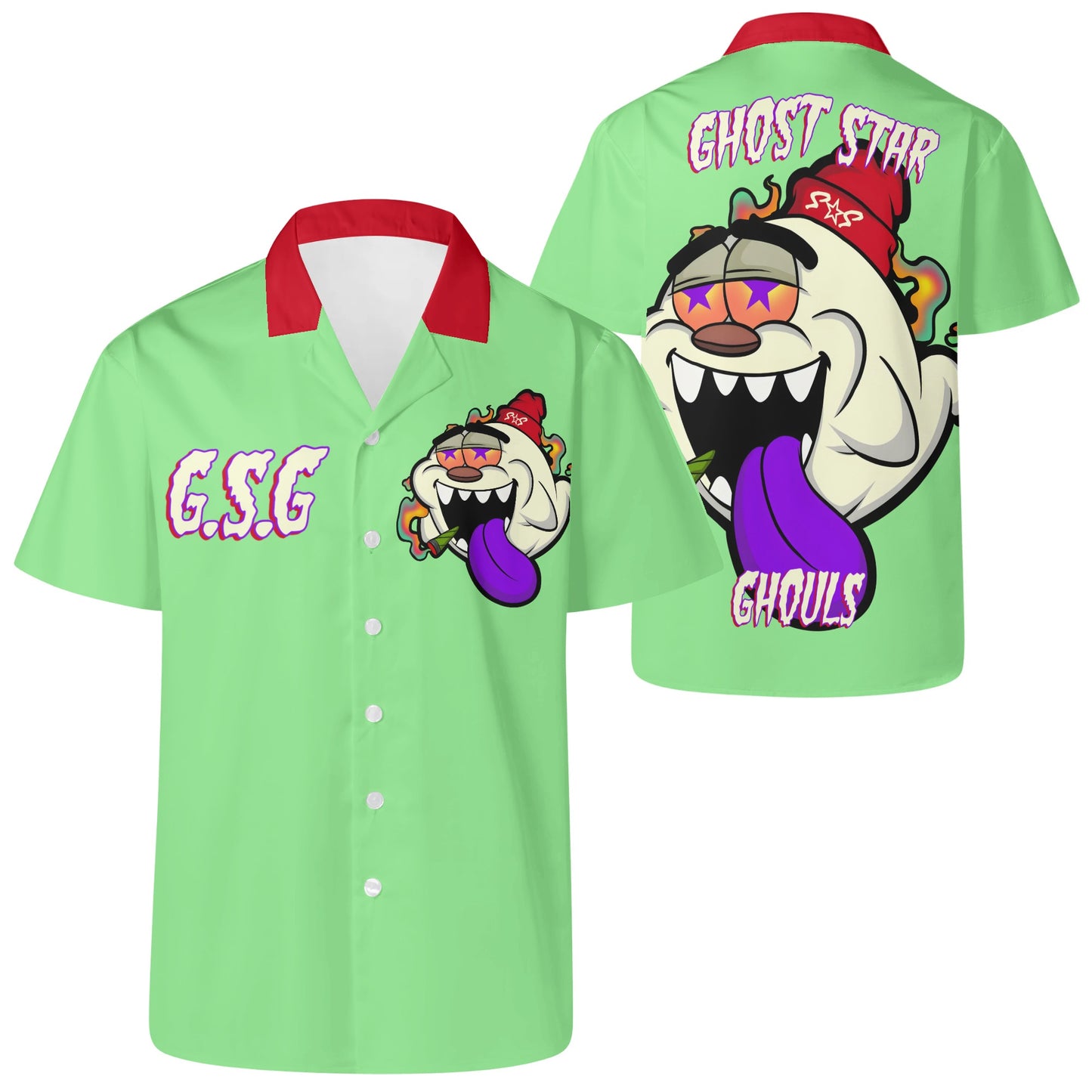 G.S.G Ghost Star Ghouls Mens Mint Green Hawaiian Shirt