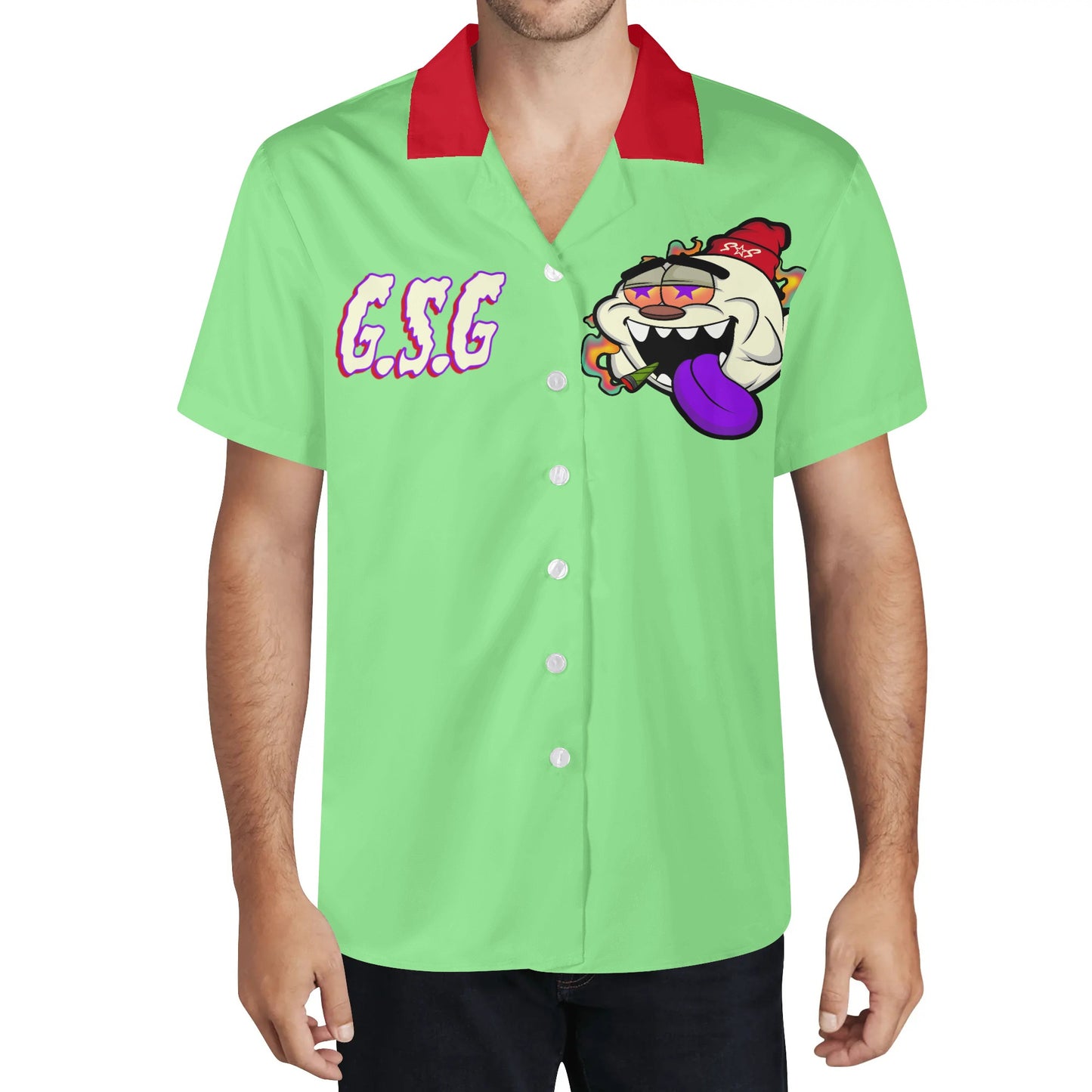 G.S.G Ghost Star Ghouls Mens Mint Green Hawaiian Shirt