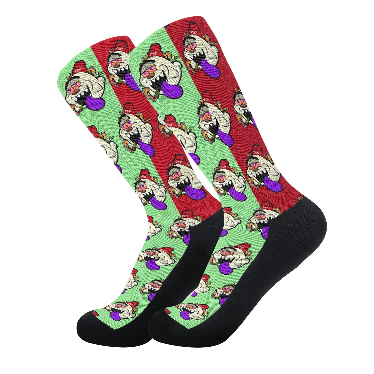 G.S.G Ghost Star Ghouls Mint Green/Maroon Crew Socks *Free Bag Included