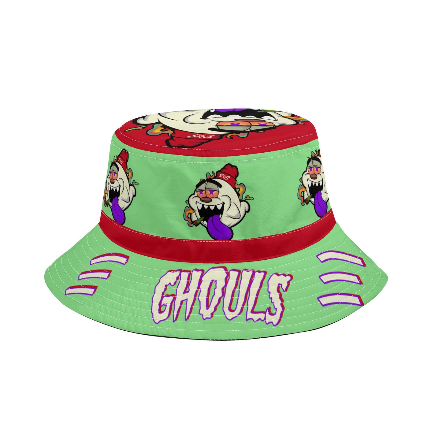 G.S.G Ghost Star Ghouls MintGreen/Maroon Bucket Hats with Adjustable String