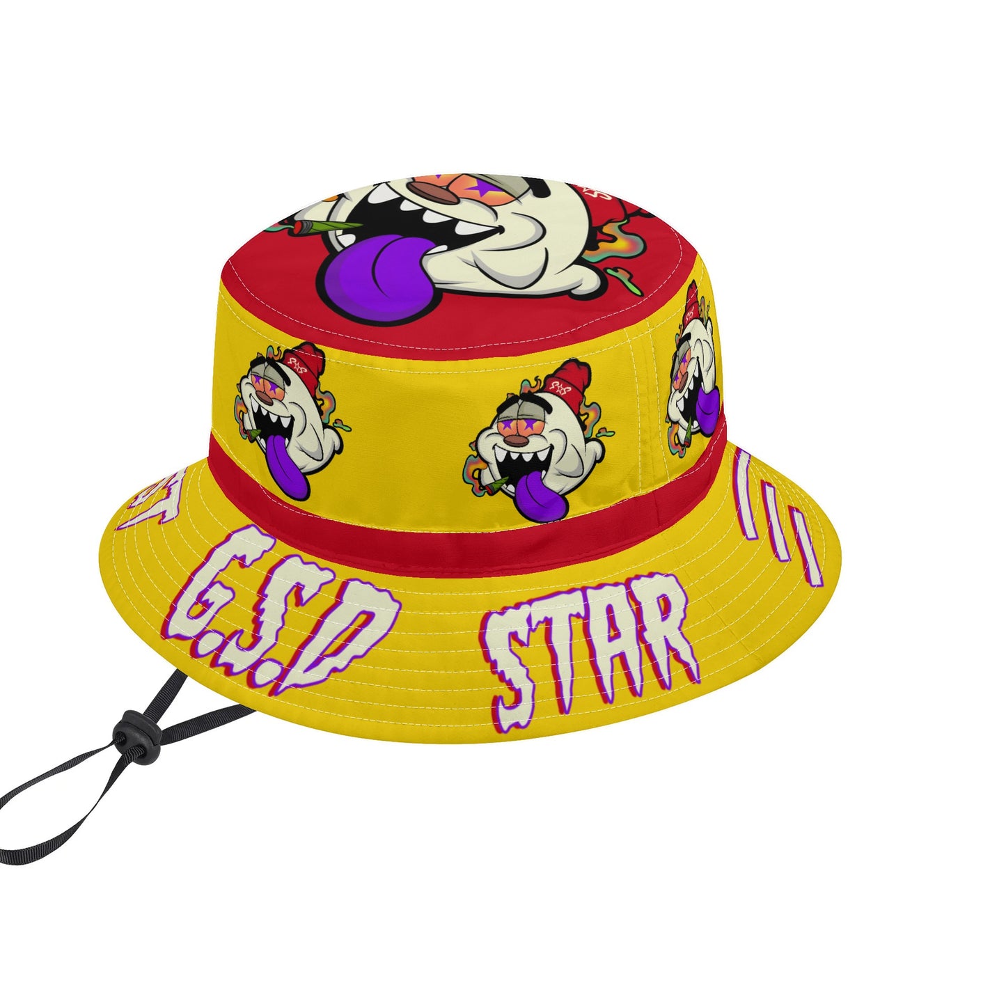 G.S.G Ghost Star Ghouls Gold/Maroon Bucket Hats with Adjustable String