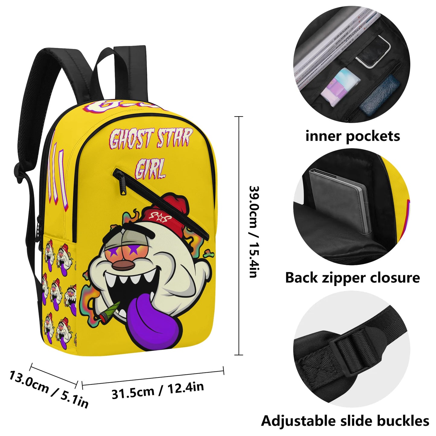 G.S.G Ghost Star Ghouls Girls Gold Laptop Backpack *Free Key Ring*