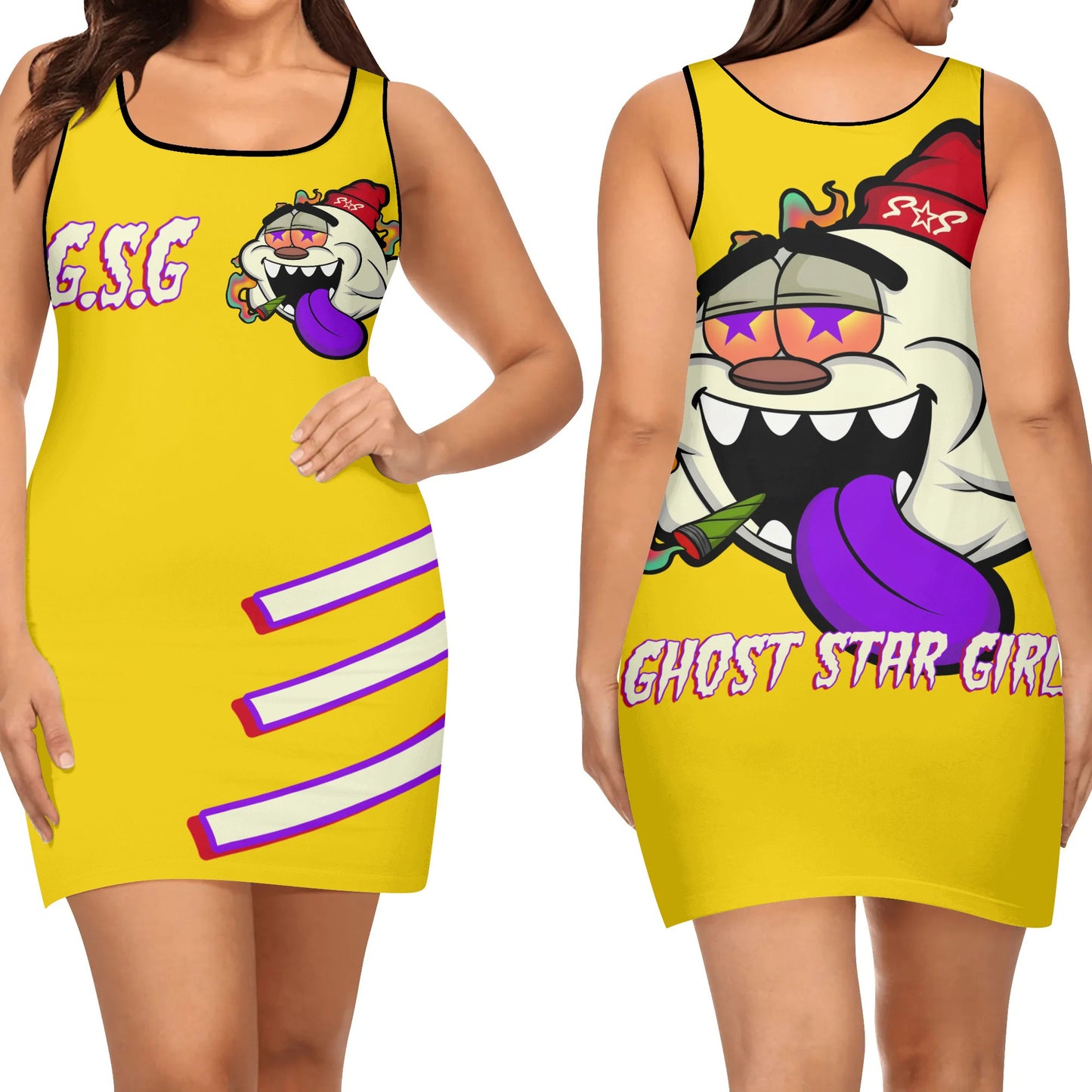 G.S.G Ghost Star Girl Womens Gold Elegant Sleeveless Vest Dress