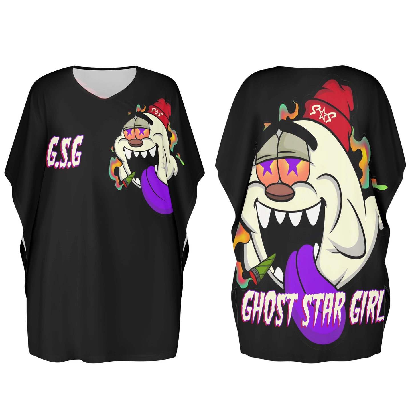 G.S.G Ghost Star Ghouls Black Womens Daily Star Size Loose Dress