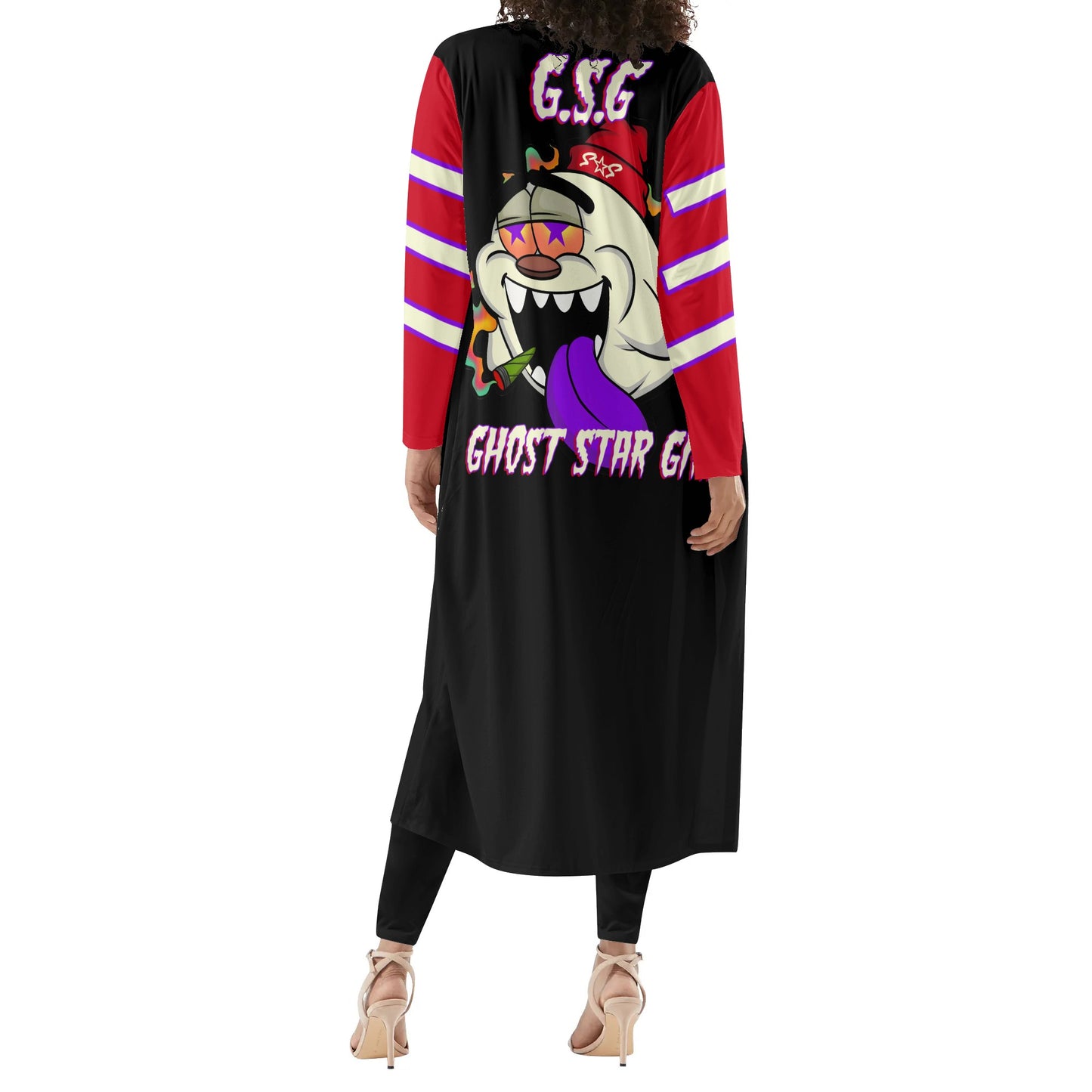 G.S.G Ghost Star Girl Black/Maroon Long Sleeve Cardigan and Leggings 2pcs