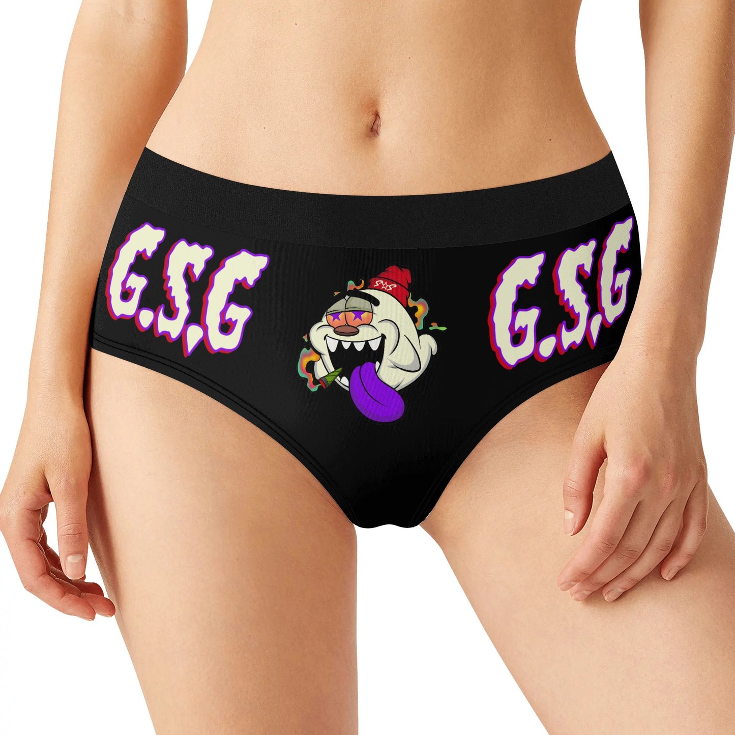 G.S.G Ghost Star Girl Womens Black Mid Waisted Briefs