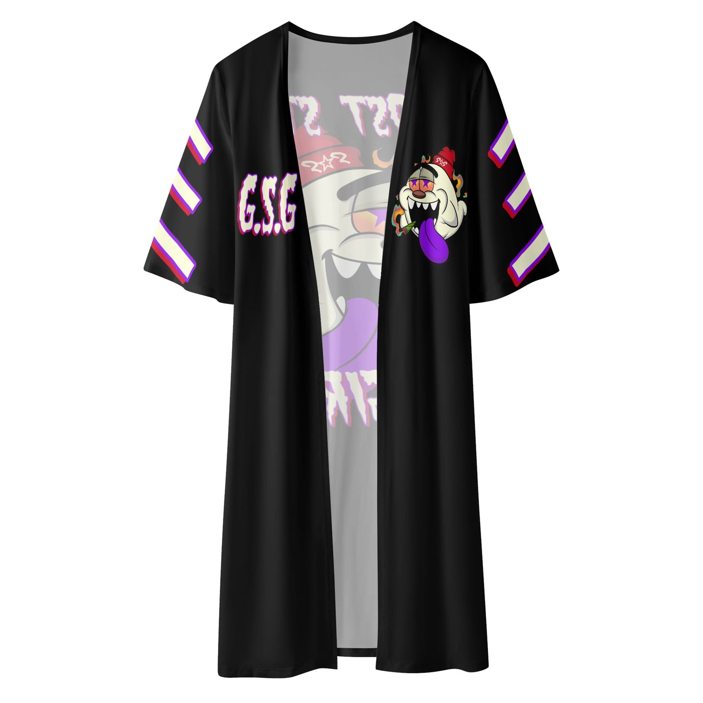 G.S.G Ghost Star Girl Womens Black Half Sleeve Kimono Cardigan