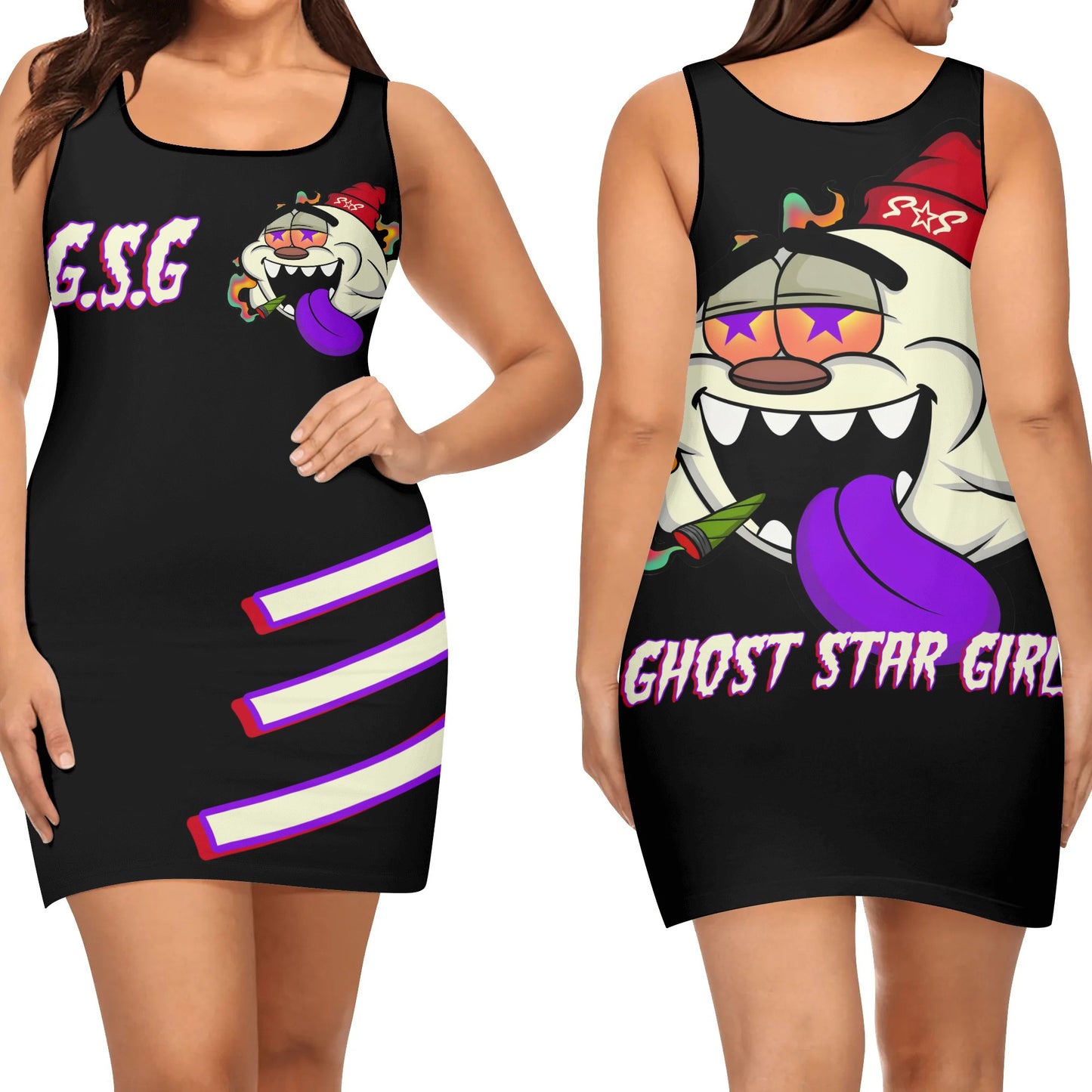 G.S.G Ghost Star Girl Womens Black Elegant Sleeveless Vest Dress