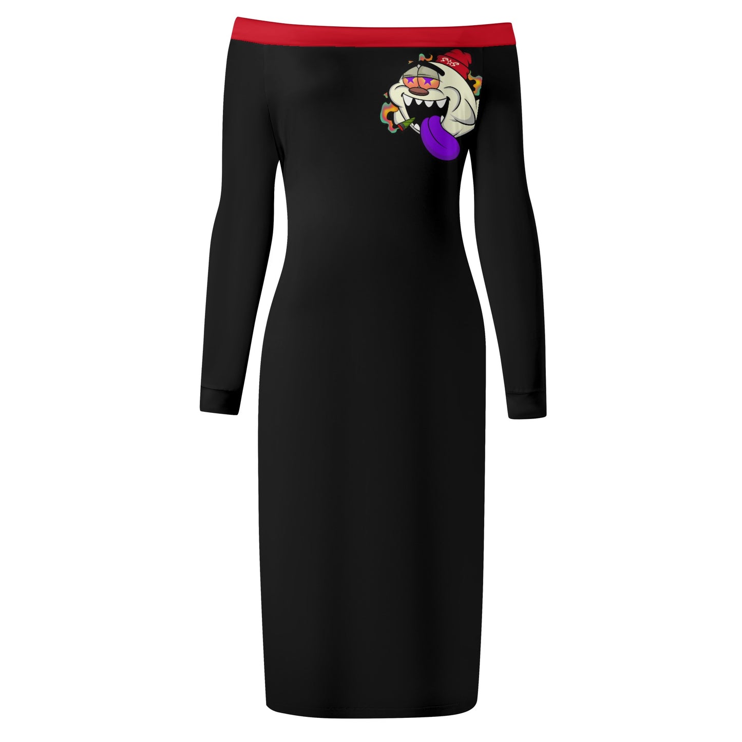 G.S.G Ghost Star Girl Womens Black Off The Shoulder Long Sleeve Elegant Wrap Dress