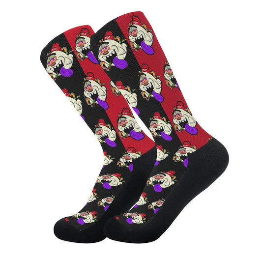 G.S.G Ghost Star Ghouls Black/Maroon Crew Socks *Free Bag Included