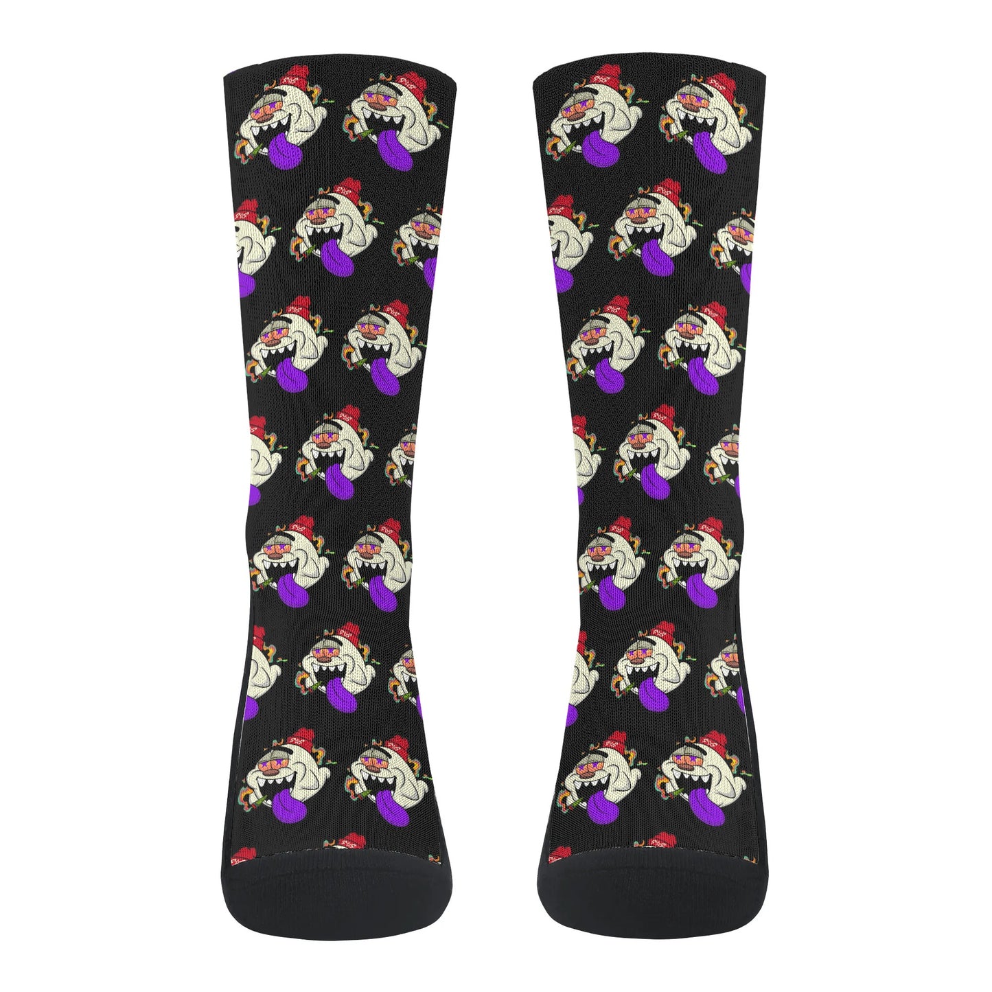 G.S.G Ghost Star Ghouls Black/Maroon Crew Socks *Free Bag Included