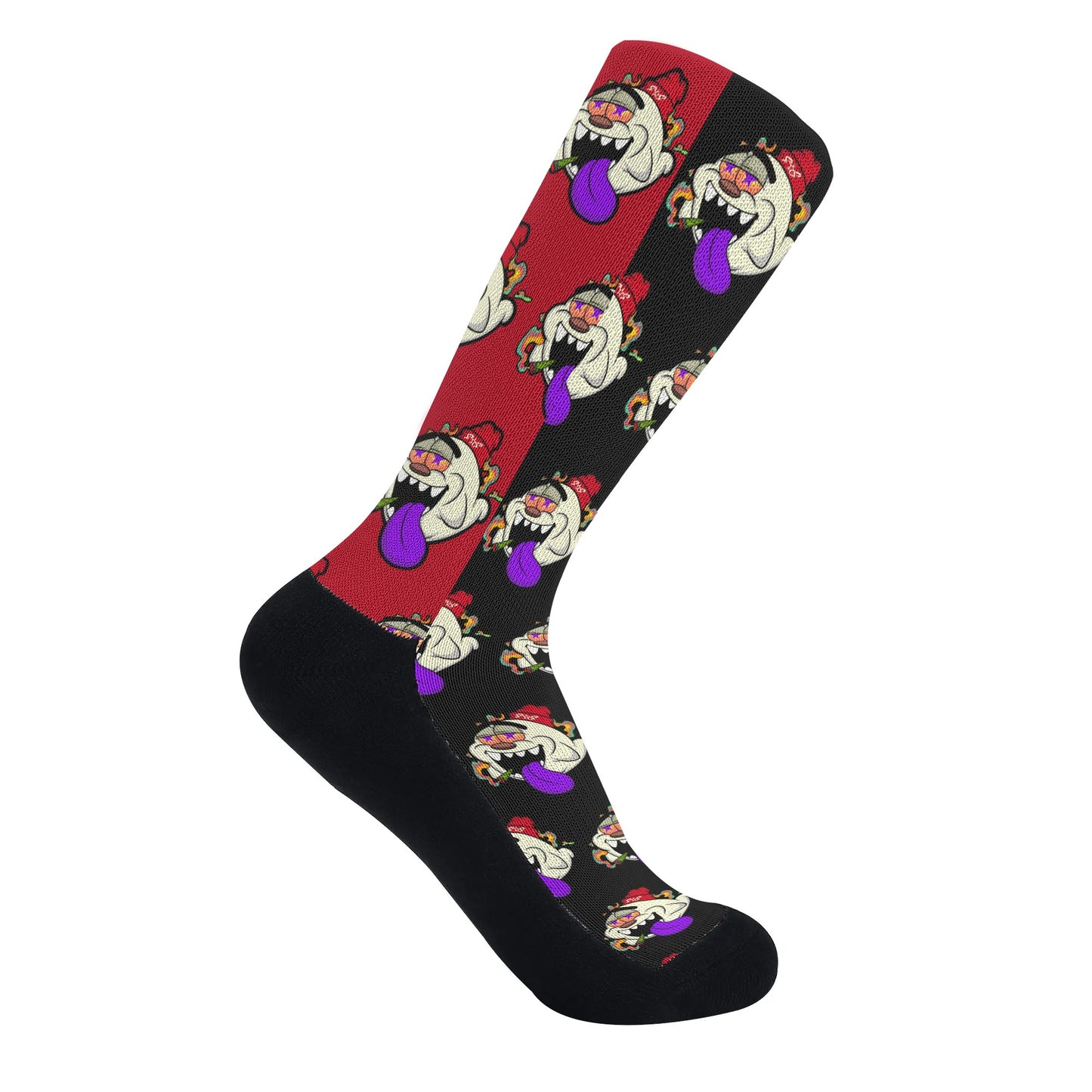 G.S.G Ghost Star Ghouls Black/Maroon Crew Socks *Free Bag Included