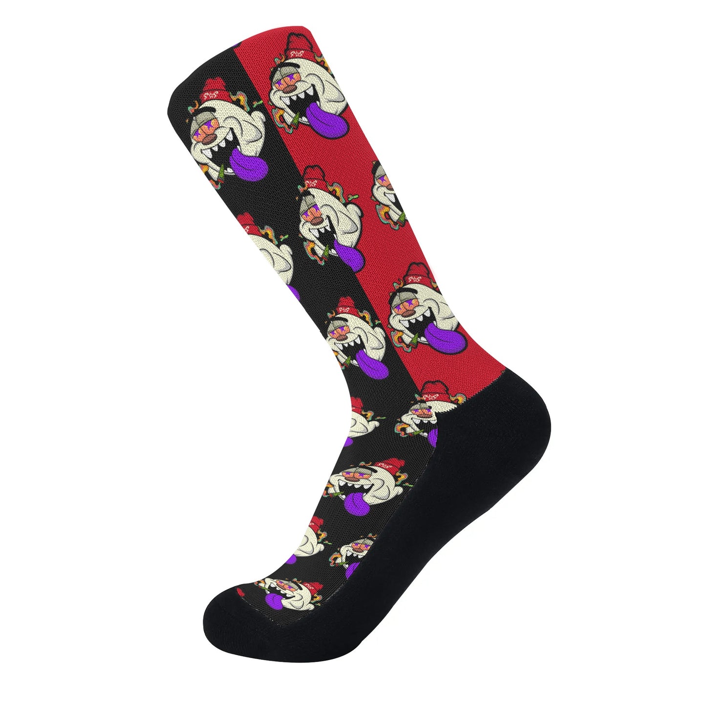 G.S.G Ghost Star Ghouls Black/Maroon Crew Socks *Free Bag Included