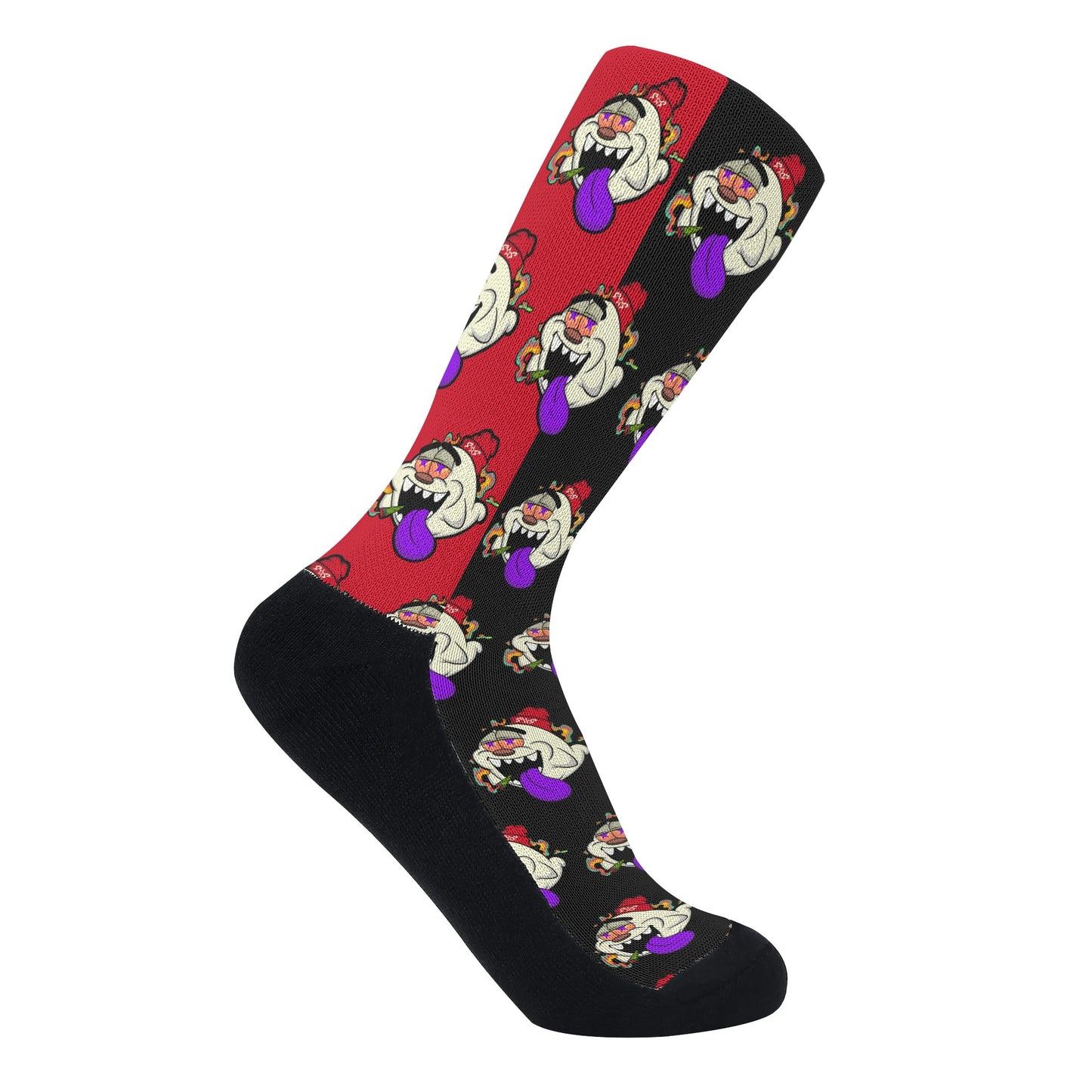 G.S.G Ghost Star Ghouls Black/Maroon Crew Socks *Free Bag Included