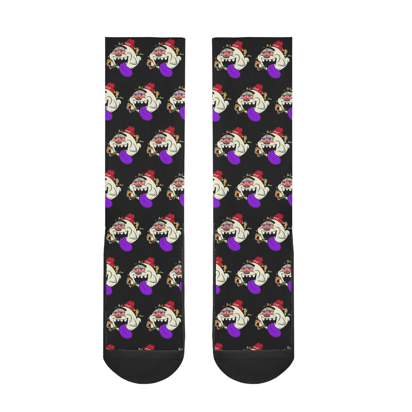 G.S.G Ghost Star Ghouls Black/Maroon Crew Socks *Free Bag Included