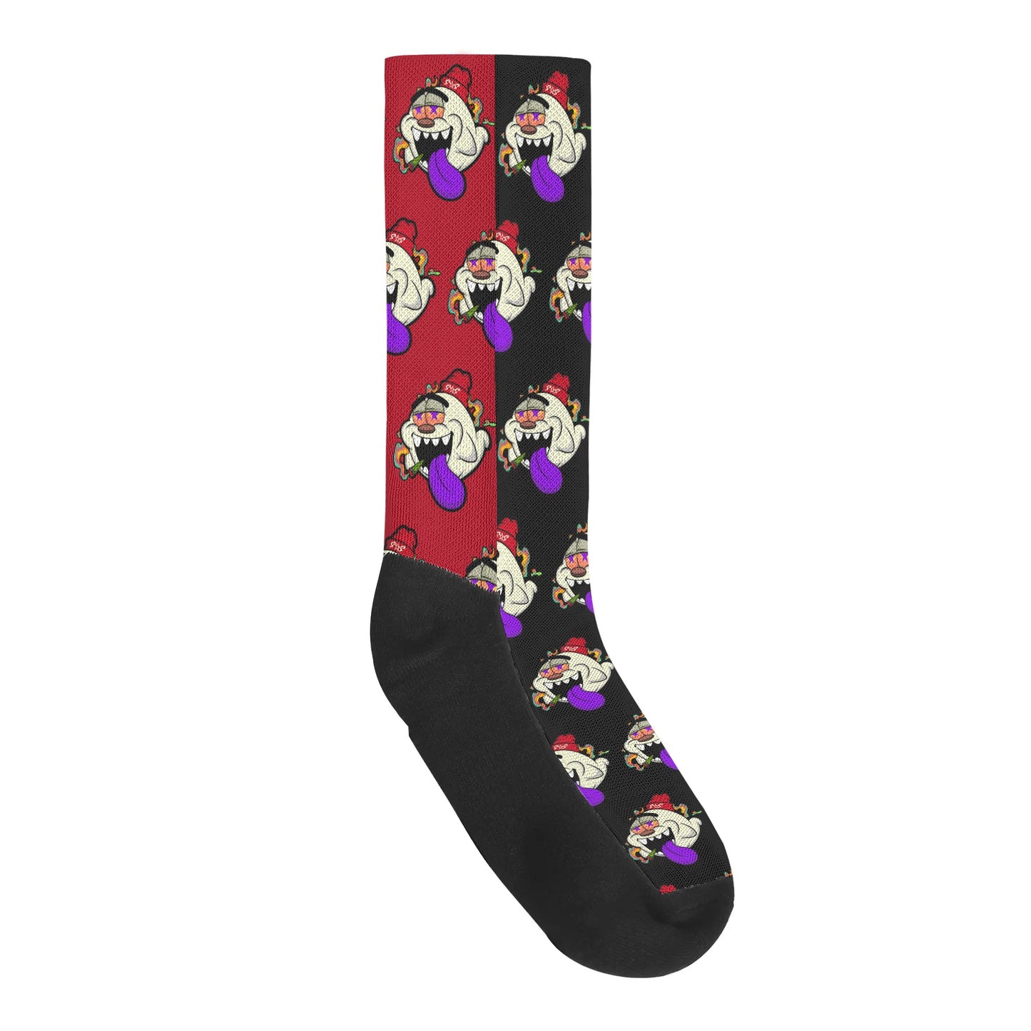 G.S.G Ghost Star Ghouls Black/Maroon Crew Socks *Free Bag Included