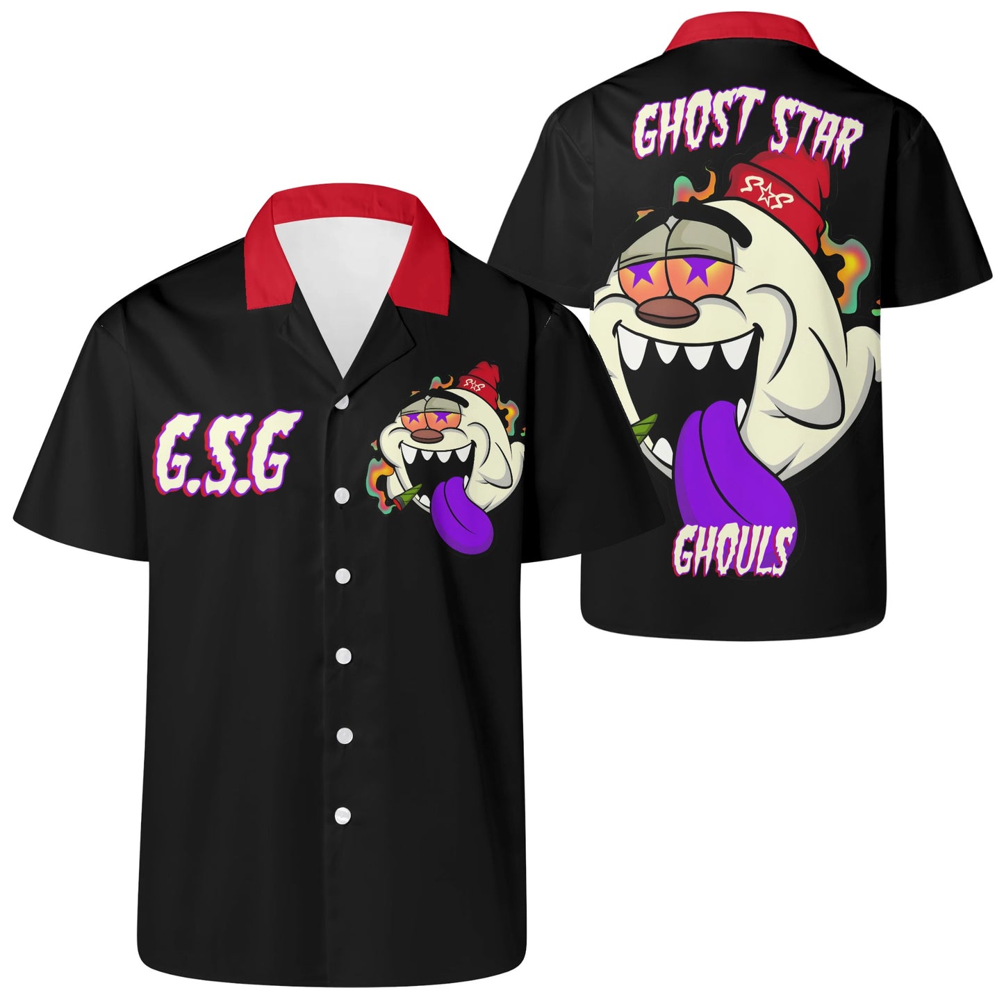 G.S.G Ghost Star Ghouls Mens Black Hawaiian Shirt