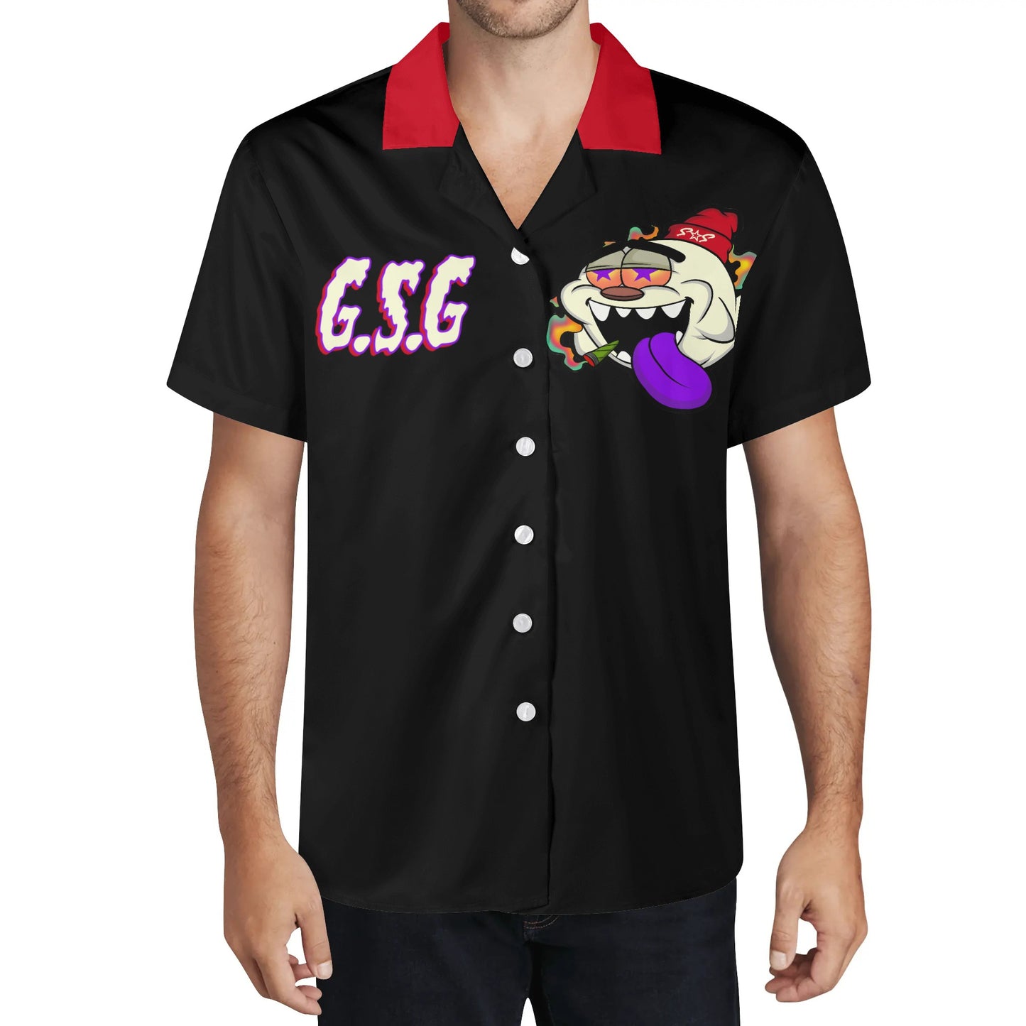 G.S.G Ghost Star Ghouls Mens Black Hawaiian Shirt