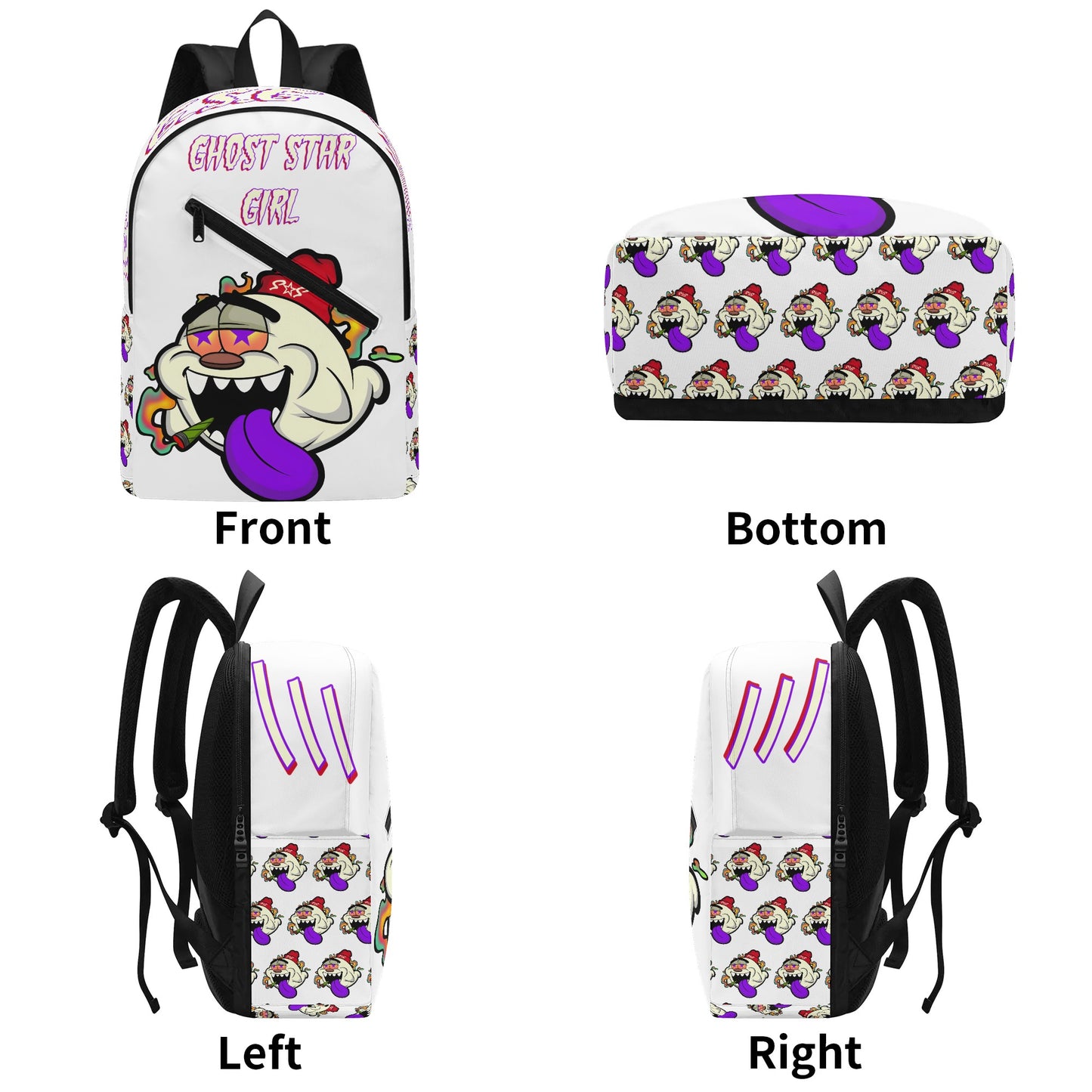 G.S.G Ghost Star Ghouls Girl White Laptop Backpack *Free Key Ring*